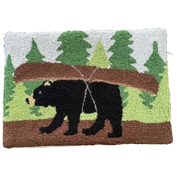 Black Bear Decorative Pillow Cover 100% Wool 14